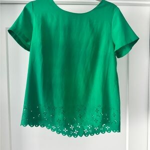 LOFT Green Boxy Embellished Blouse